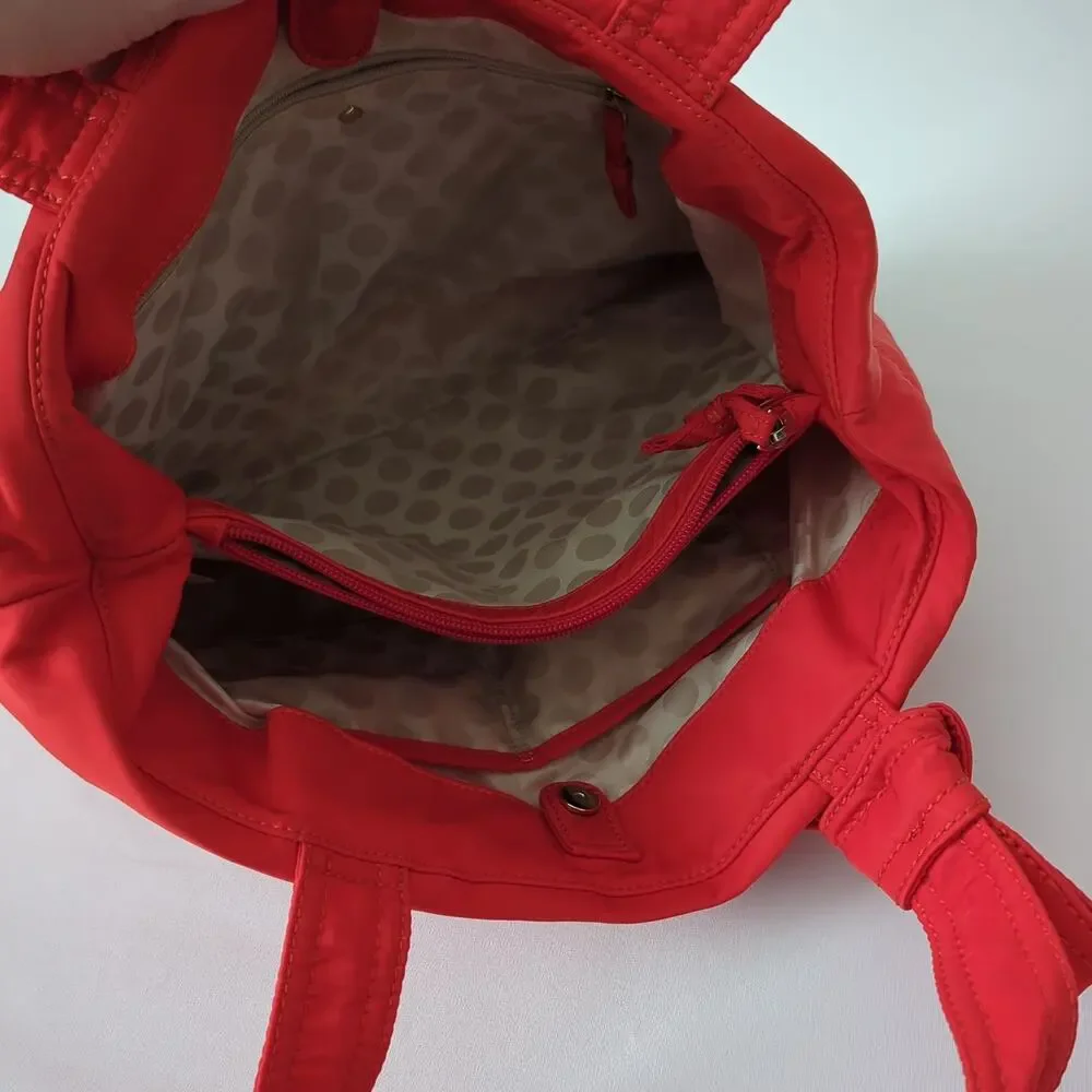 Kate Spade Red Orange‎ Canvas Nylon Tote Purse Baby Diaper Shoulder Bag Large